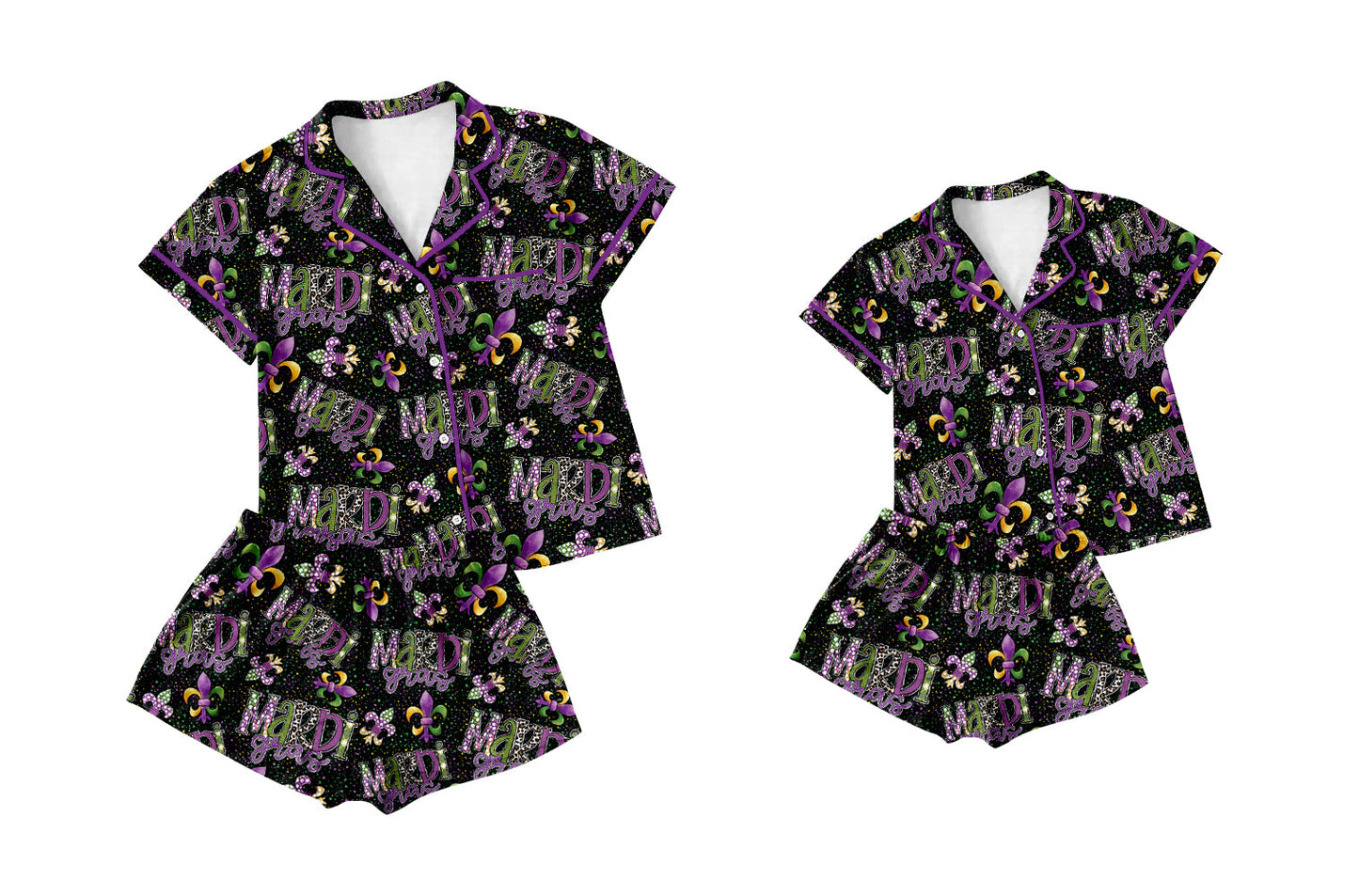 Baby Girl Adult Women Mardi Gras Purple Sibling Pajamas Set ( Moq 5 Each Style ) 12.27