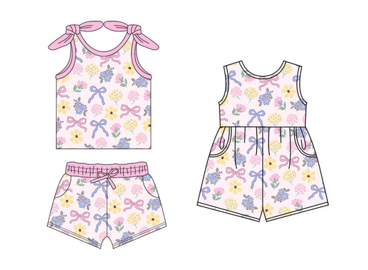 Baby Girl Bows Flower Straps Sibling Jumpsuit Set ( Moq 5 Each Style ) 1.18
