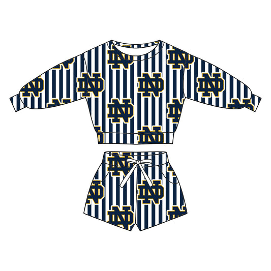 ( Moq 5 ) Baby Girls Kids Long Sleeves Shirt Pockets Shorts Team Set Clothes