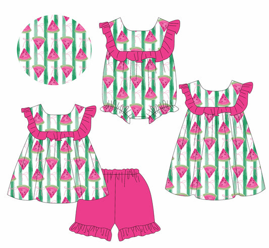 Baby Girl Watermelon Bows Sibling Romper Dress Set ( Moq 5 Each Style ) 1.13