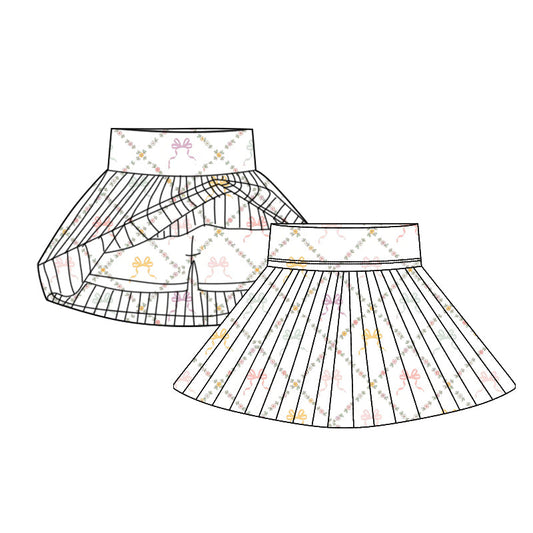 ( Moq 10 ) Baby Girl Colorful Bows Plaid Activity Wear Yoga Short Skirts Bottom