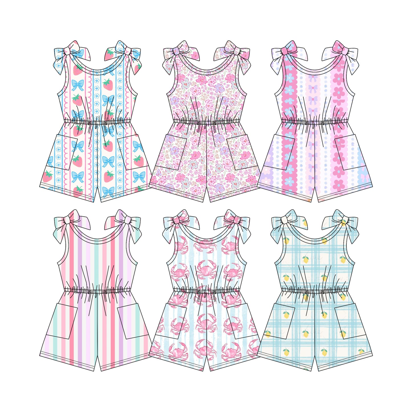 ( Moq 5 Each Style ) Sibling Baby Girls Kids Sleeveless Pockets Jumpsuits Summer Clothes