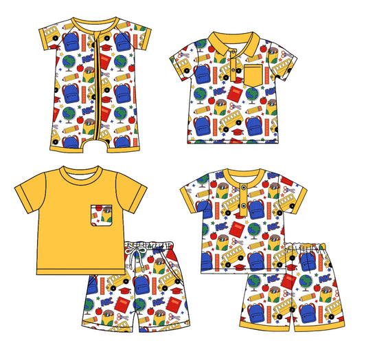 Baby Boy Back To School Sibling Romper Shirt Set ( Moq 5 Each Style ) 3.6