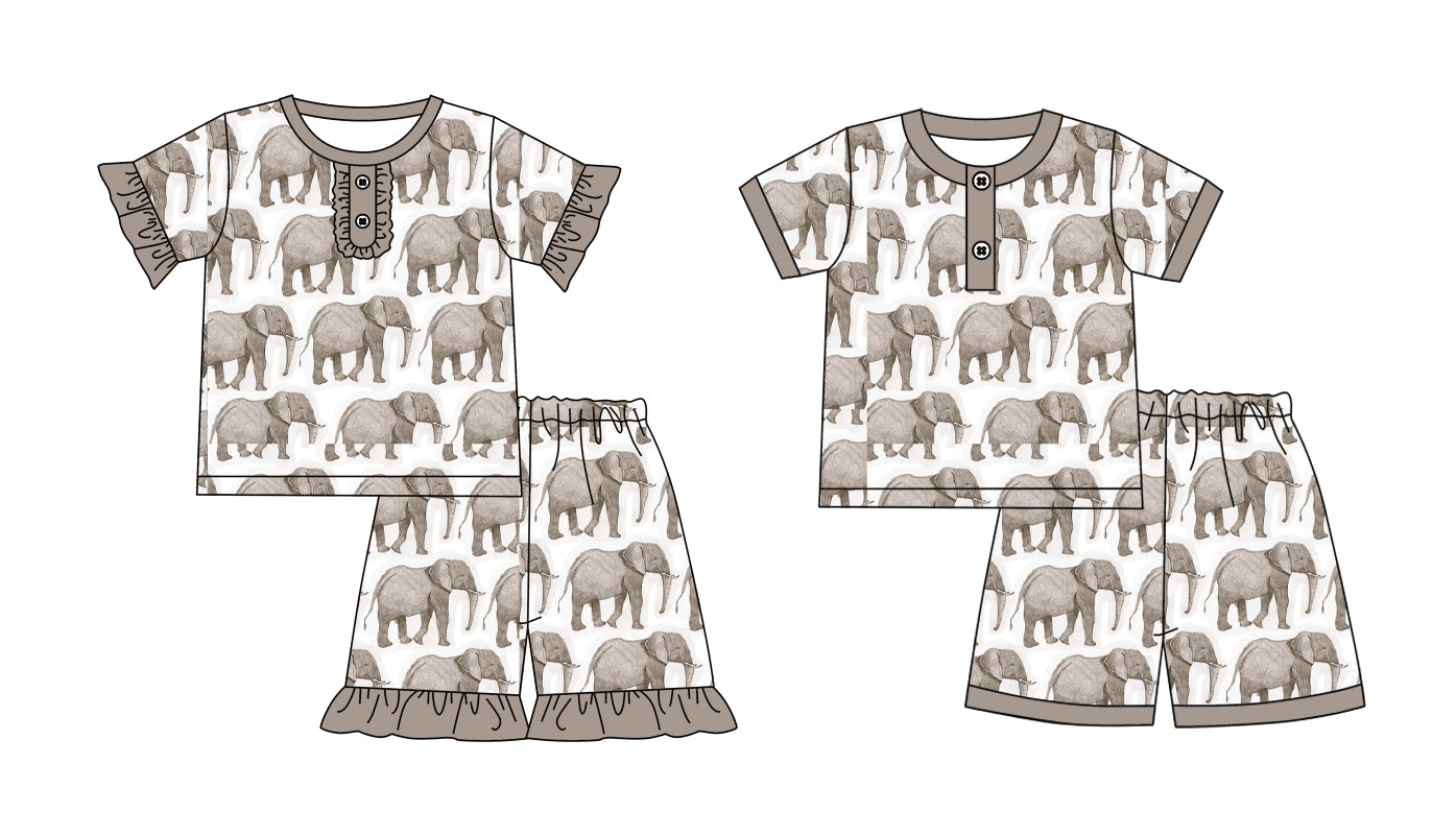 Baby Boy Girl Elephants Sibling Pajamas Set ( Moq 5 Each Style ) 2.12