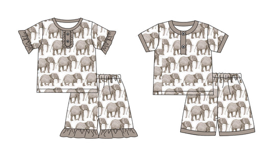 Baby Boy Girl Elephants Sibling Pajamas Set ( Moq 5 Each Style ) 2.12