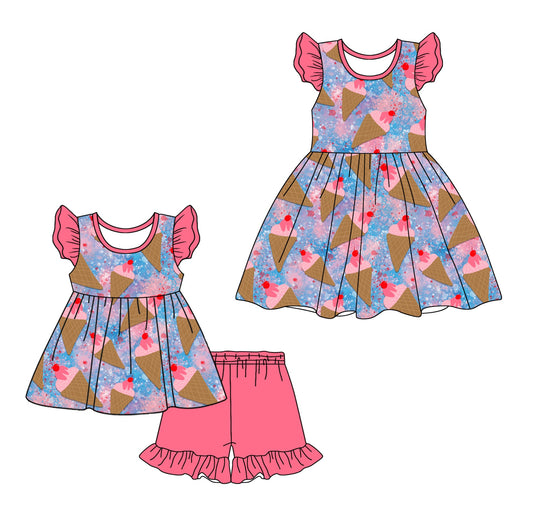 Baby Girl Short Sleeves Popsicles Sibling Dress Set ( Moq 5 Each Style ) 12.26