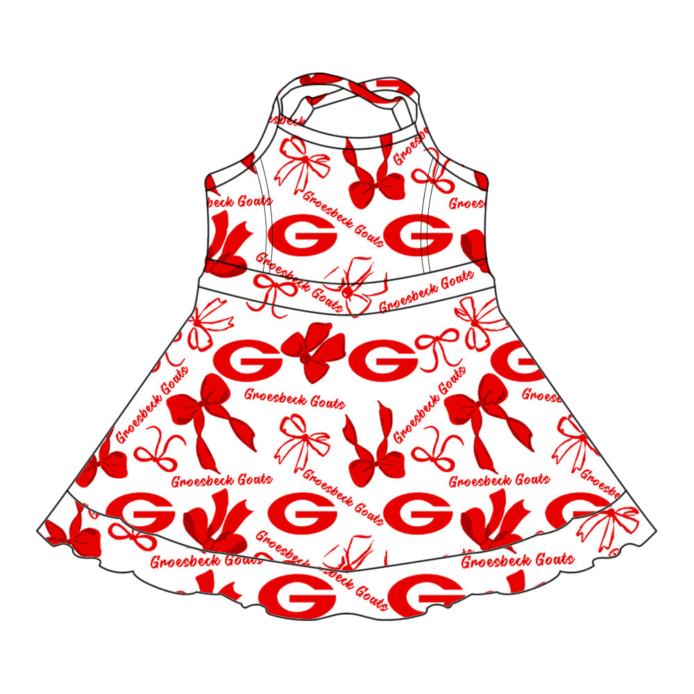 ( Moq 5 each style ) Baby Boy Girl G Team Cheer Sibling Shirt Red Bows Dress Set 8.11