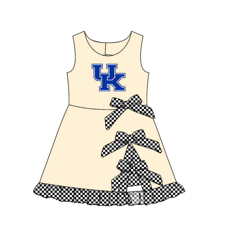 ( Moq 5 ) Sibling Baby Girls Kids Sleeveless Cheer UK Checked Bows Shorts Team Dress Clothes