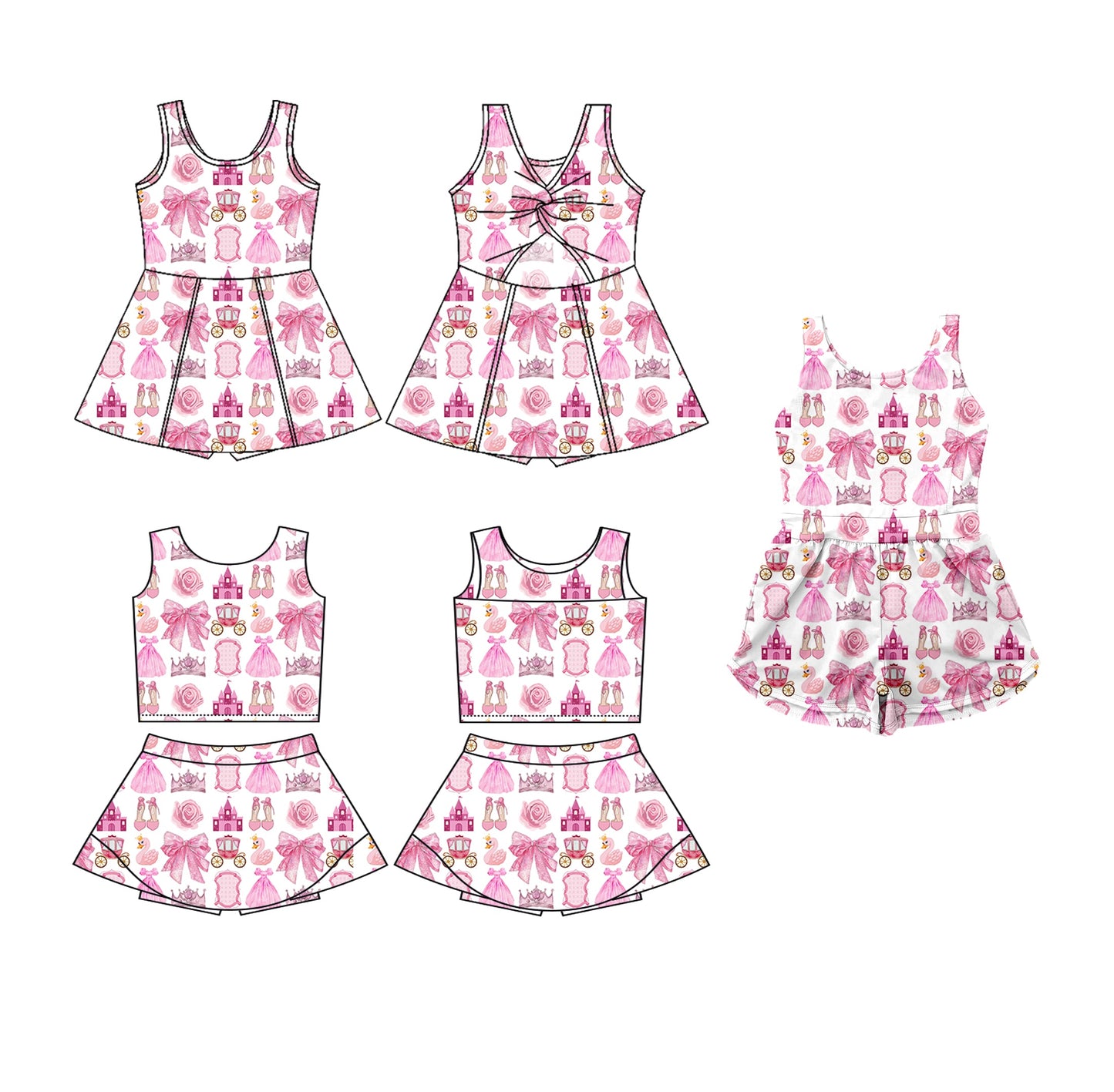 Baby Girl Sleeveless Pink Bows Sibling Jumpsuit Dress Set ( Moq 5 Each Style ) 3.19