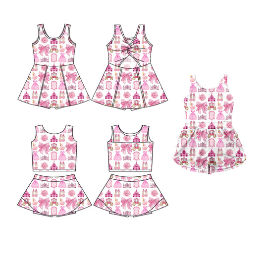 Baby Girl Sleeveless Pink Bows Sibling Jumpsuit Dress Set ( Moq 5 Each Style ) 3.19
