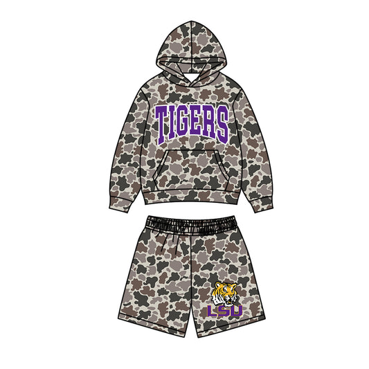 ( Moq 5 ) Baby Boys Kids Long Sleeves Hoodie Pocket Camo Shirt Shorts Team Set Clothes
