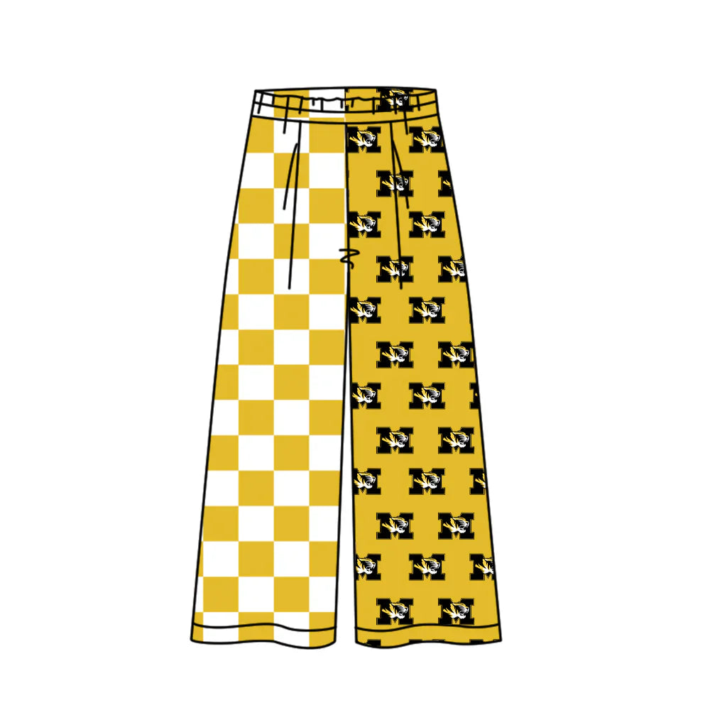 ( Moq 5 Each Style ) Baby Girl Adult Women Orange Checked Team Sibling Mommy & Me Family Pants Clothes