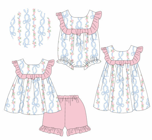 Baby Girl Flower Bows Sibling Romper Dress Set ( Moq 5 Each Style ) 1.14