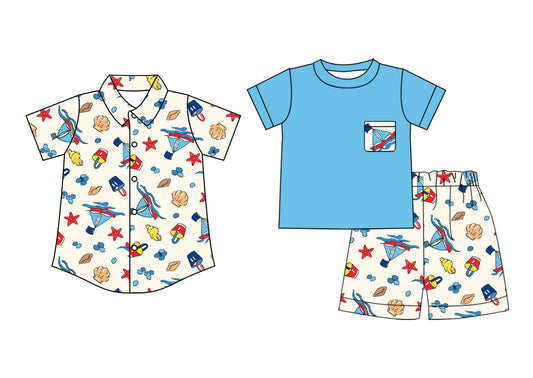 Baby Boy Short Sleeves Beach Sibling Shirt Set ( Moq 5 Each Style ) 2.18