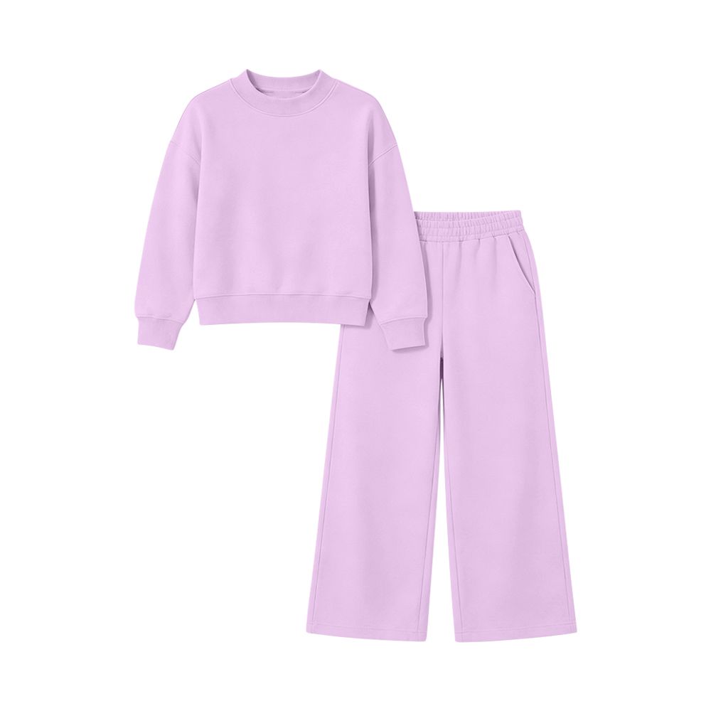 ( Moq 5 ) Preorder Baby Girl Kids Long Sleeves Purple Shirt Pockets Pants Set Pajamas Clothes