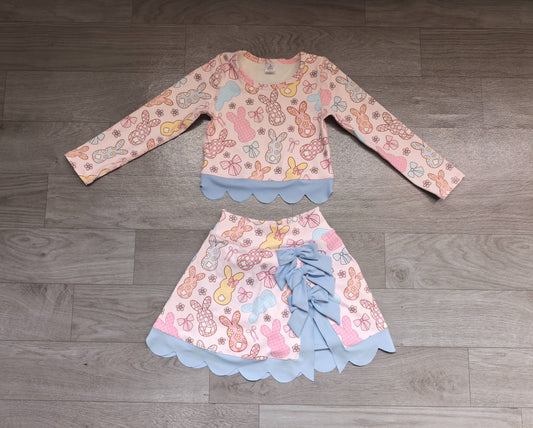 ( No moq ) Preorder Baby Girls Kids Rabbits Bows Shirt Skirt Shorts Easter Set Yoga Active Clothes
