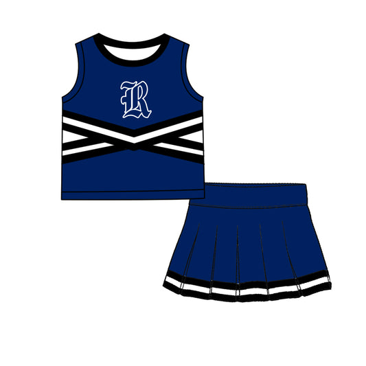 ( Moq 5 ) Baby Girls Kids Sleeveless Vest Skirt Shots Team Set Clothes