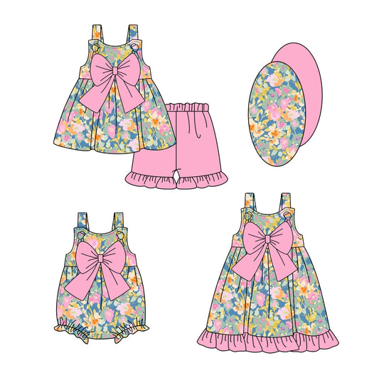 ( Moq 5 Each Style ) Baby Girl Sleeveless Flower Bows Sibling Romper Dress Set 3.26