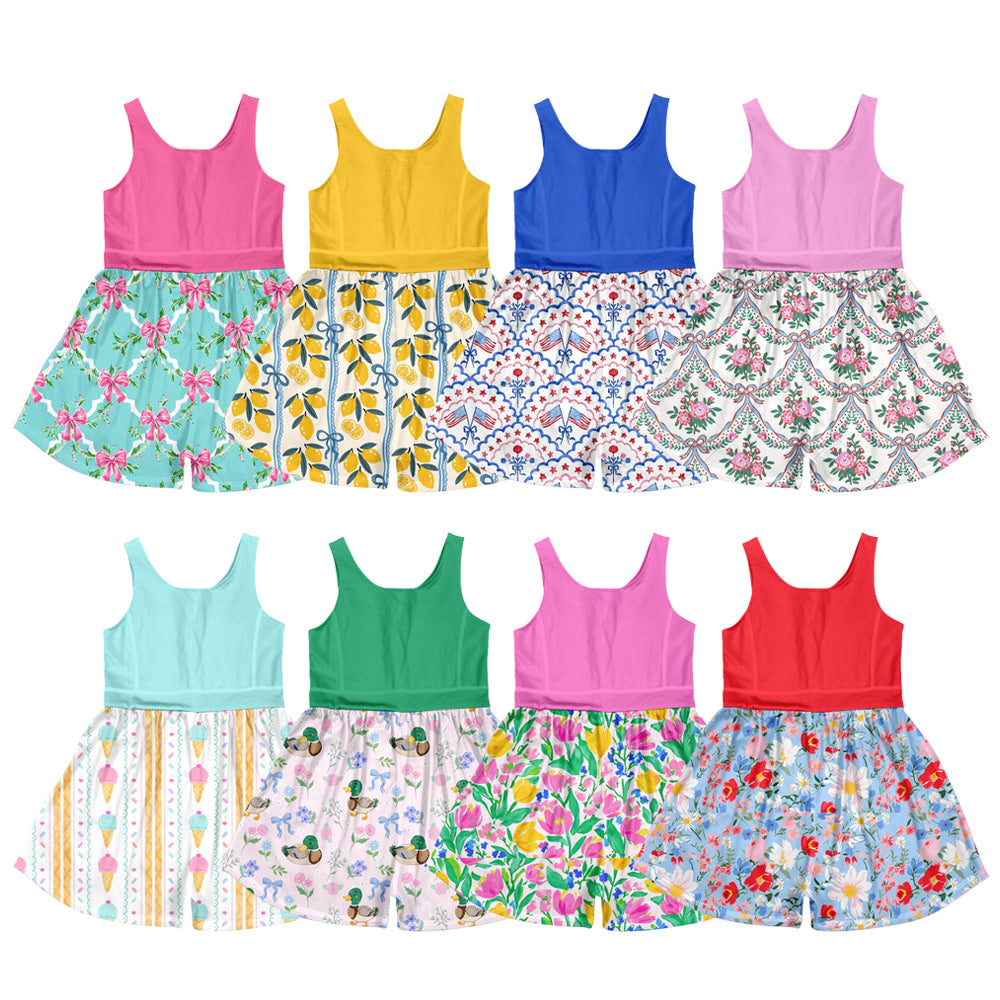 ( Moq 5 Each Style ) Sibling Baby Girls Kids Sleeveless Flower Jumpsuits Summer Clothes