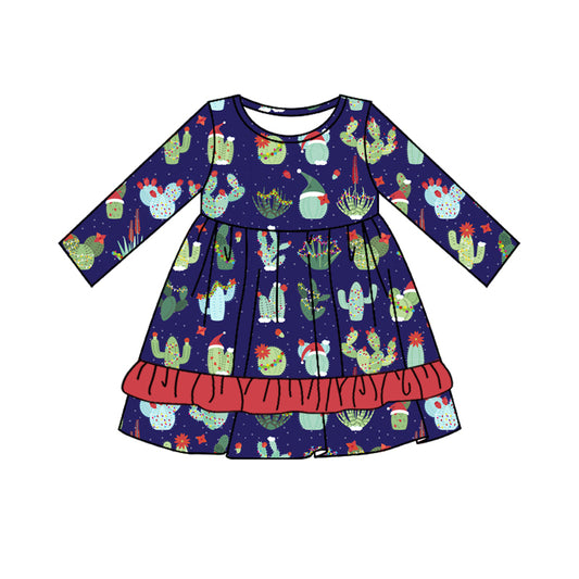 Baby Girl Long Sleeves Cactus Christmas Dress