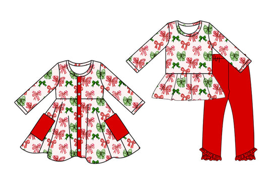 ( Moq 5 Each Style ) Baby Girl Toddler Christmas Bows Sibling Dress Set