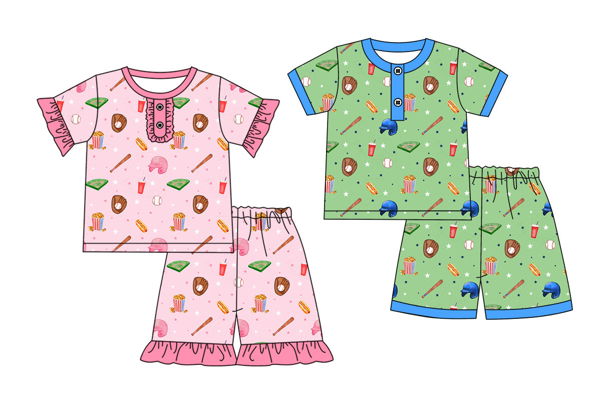 Baby Boy Girl Short Sleeves Baseball Sibling Pajamas Set ( Moq 5 Each Style ) 3.6