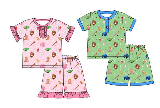 Baby Boy Girl Short Sleeves Baseball Sibling Pajamas Set ( Moq 5 Each Style ) 3.6