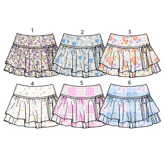 ( Moq 5 Each Style ) Sibling Baby Girls Toddler Floral Bows Ruffle Shorts Skirts Summer Clothes