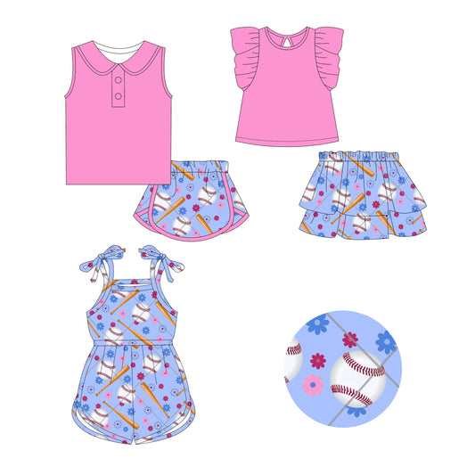 Baby Girl Flower Baseball Sibling Jumpsuit Set ( Moq 5 Each Style ) 2.21