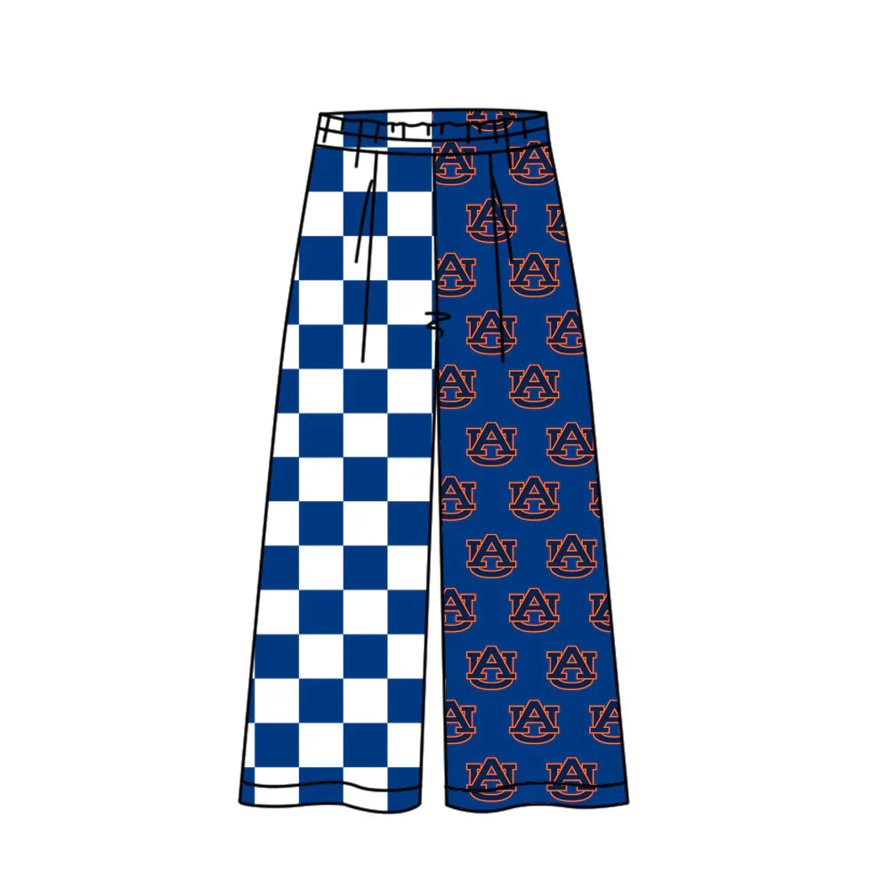 ( Moq 5 Each Style ) Baby Girl Adult Women Blue Checked Team Sibling Mommy & Me Family Pants Clothes