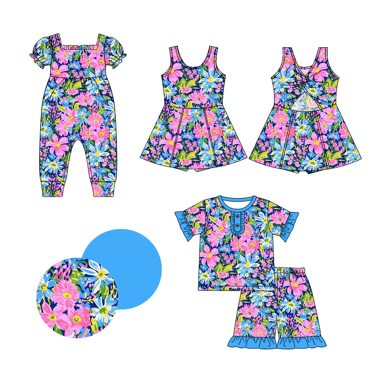 Baby Girl Flower Sibling Dress Romper Set ( Moq 5 Each Style ) 1.4