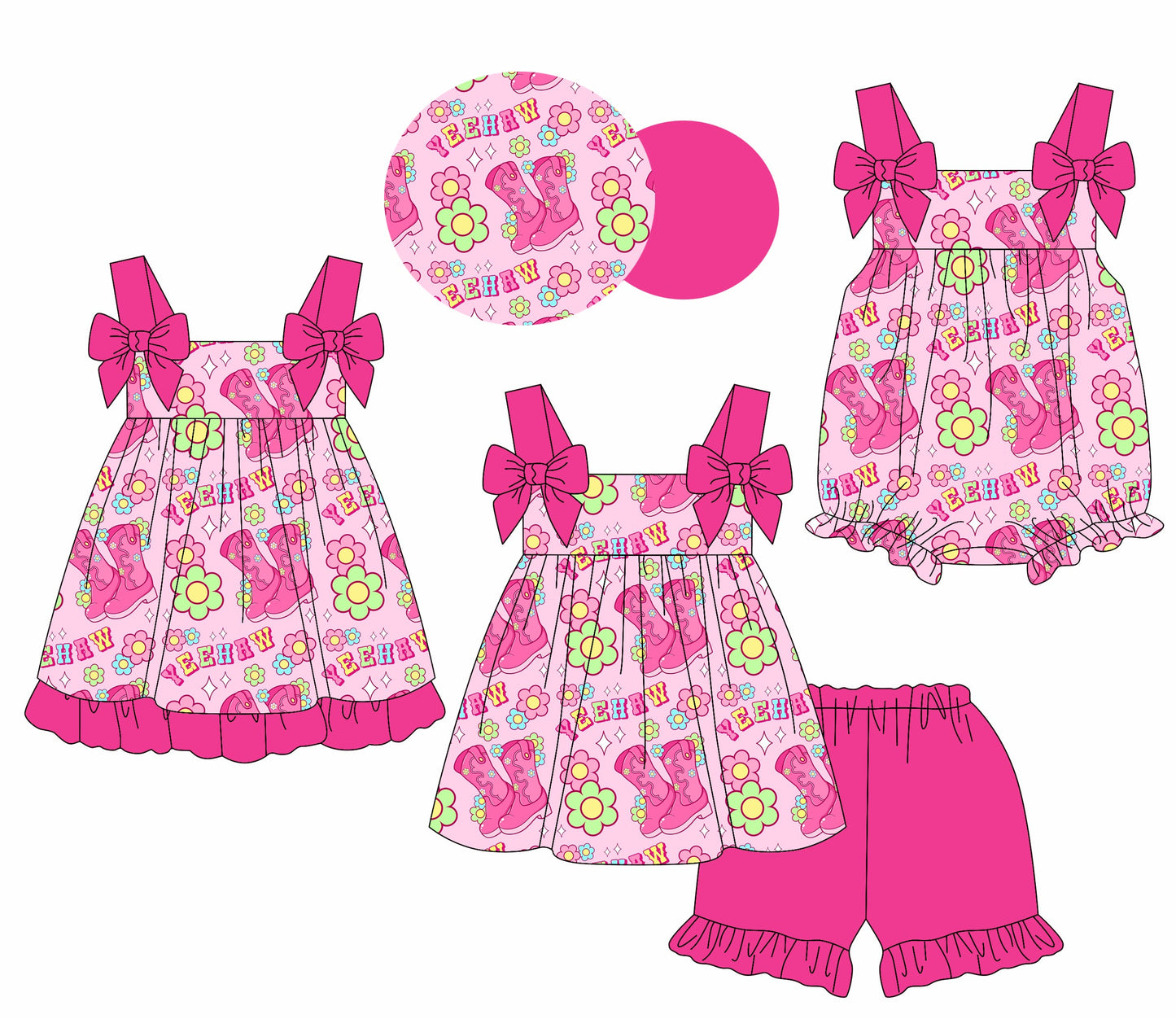 Baby Girl Boots Flower Straps Sibling Romper Dress Set ( Moq 5 Each Style ) 1.23