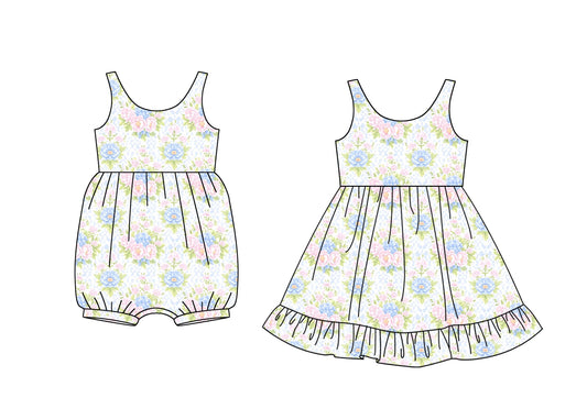 Baby Girl Sleeveless Flower Sibling Jumpsuit Dress ( Moq 5 Each Style ) 1.21
