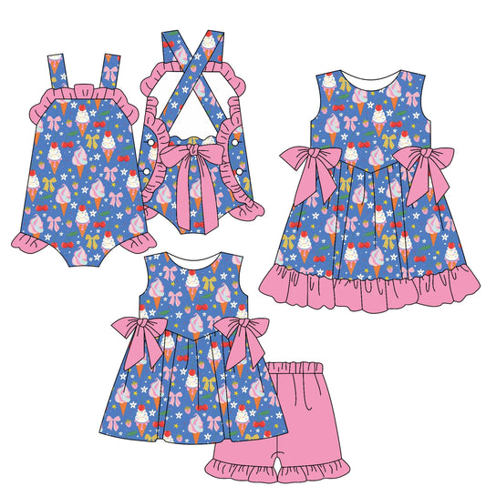 ( Moq 5 Each Style ) Baby Girl Toddler Bows Sibling Romper Dress Set