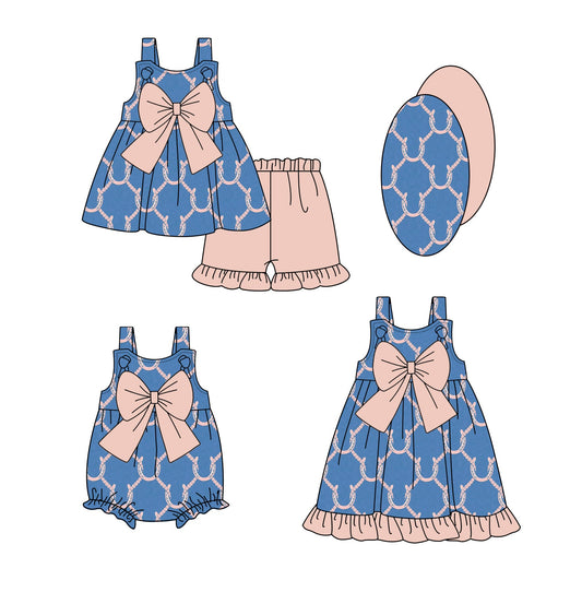 Baby Girl Sleeveless Western Bows Sibling Romper Dress Set ( Moq 5 Each Style ) 3.5