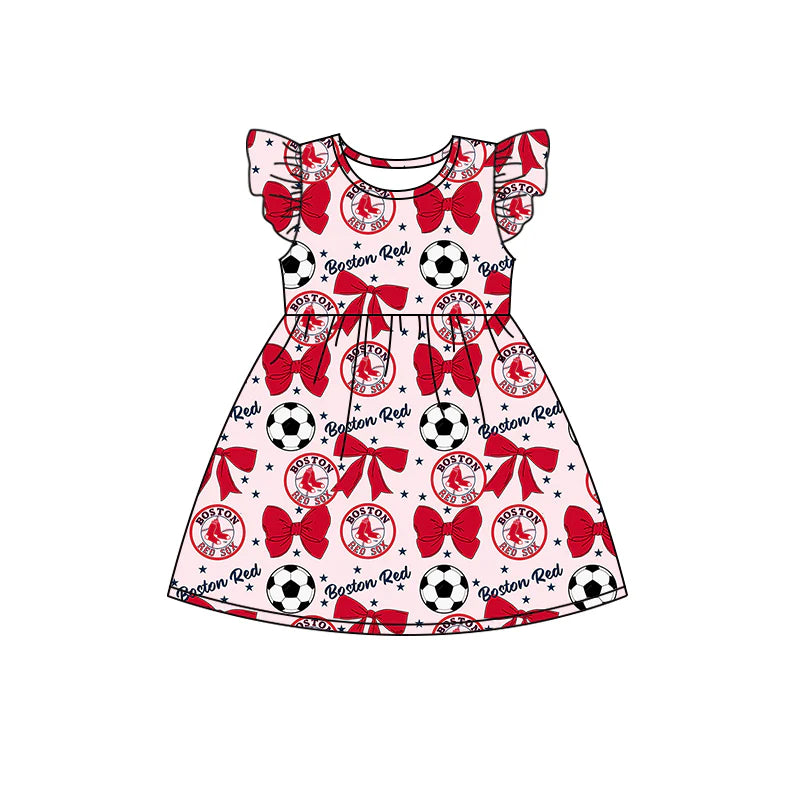 ( Moq 5 each style ) Baby Girl Toddler Team Stars Bows Soccer Sibling Romper Dress Set 6.14