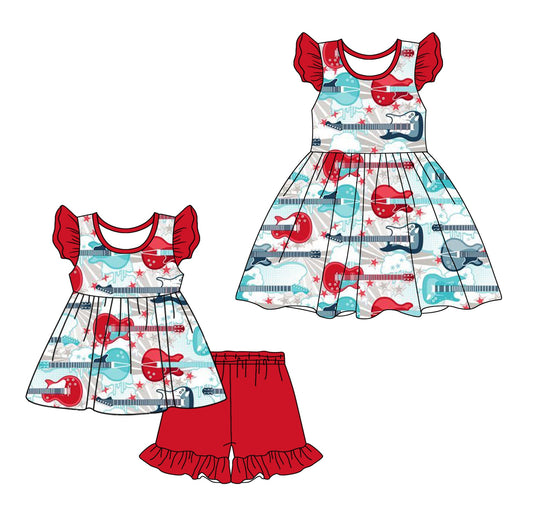 Baby Girl Short Sleeves Princess Guitars Sibling Dress Set ( Moq 5 Each Style ) 1.15