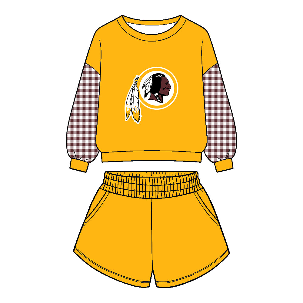 ( Moq 5 ) Baby Girls Kids Long Sleeves Ruffle Shirt Shorts Team Set Clothes