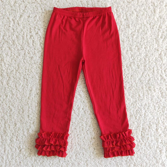 E2-27 Baby Girl Ruffle Cotton Red Pants
