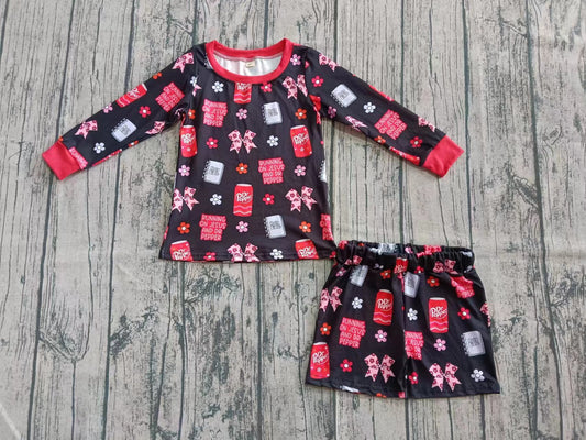 ( Moq 5 ) Baby Girl Long Sleeves Bows Flower Shirt Shorts Set