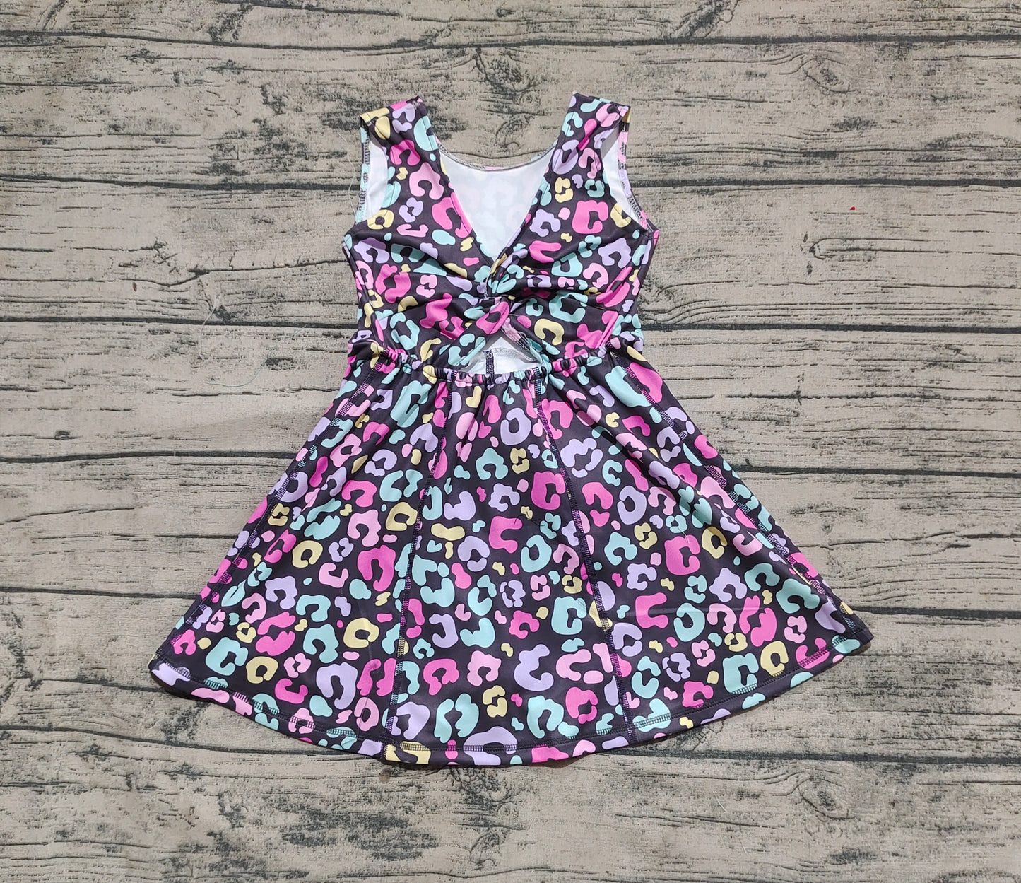 Baby Girl Sleeveless Colorful Leopard Yoga Active Wear Skort Knee Length Dress RTS