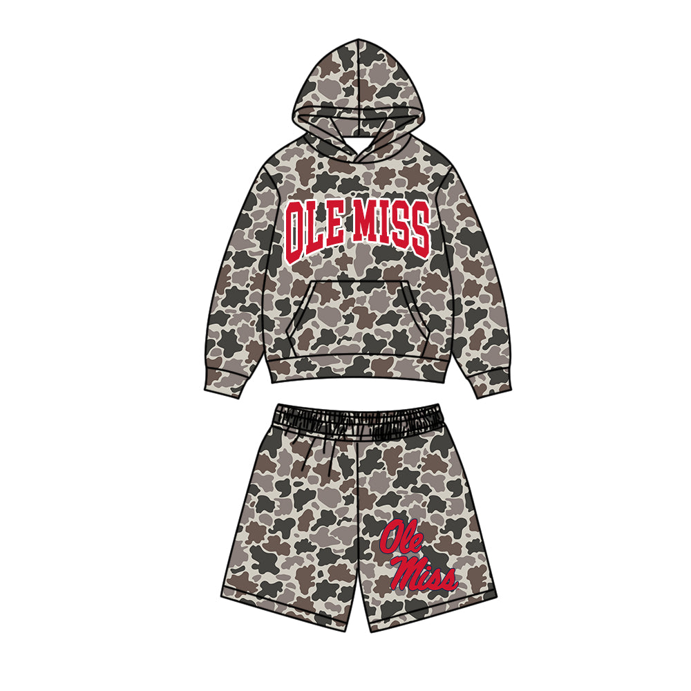 ( Moq 5 ) Custom Baby Boys Kids Hoodie Pocket Camo Shirt Shorts Team Set Clothes