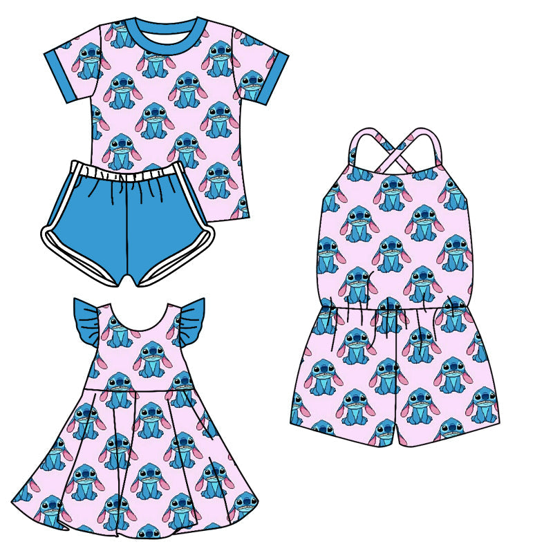 Baby Girl Cartoon Summer Sibling Jumpsuit Dress Set ( Moq 5 Each Style ) 3.13
