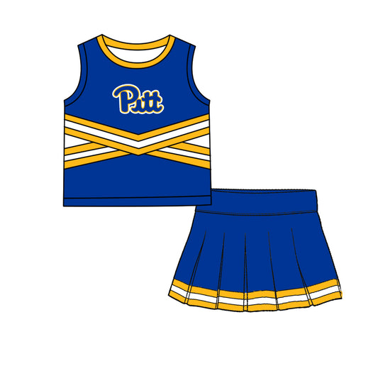 ( Moq 5 ) Baby Girls Kids Sleeveless Vest Skirt Shots Team Set Clothes