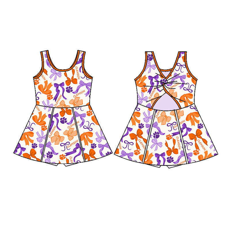 ( Moq 5 each style ) Baby Girl Team Tiger Bows Sibling Dress Set 5.15