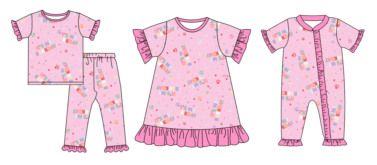 Baby Girl Short Sleeves Birthday Pink Sibling Dress Romper Set ( Moq 5 Each Style ) 12.17