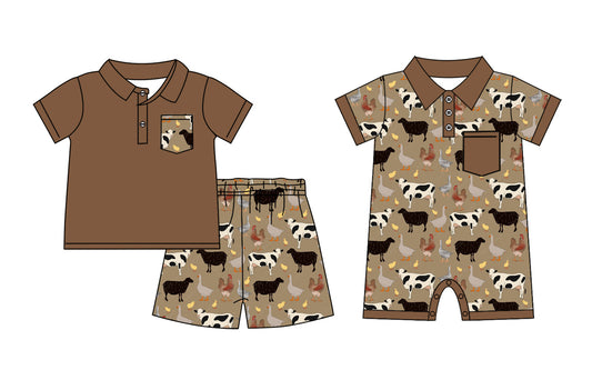 Baby Boy Short Sleeves Farm Sibling Romper Set ( Moq 5 Each Style ) 2.19