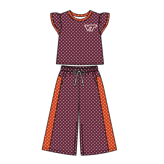 ( Moq 5 ) Baby Girls Kids Short Sleeves Shirt Pants Team Set Clothes