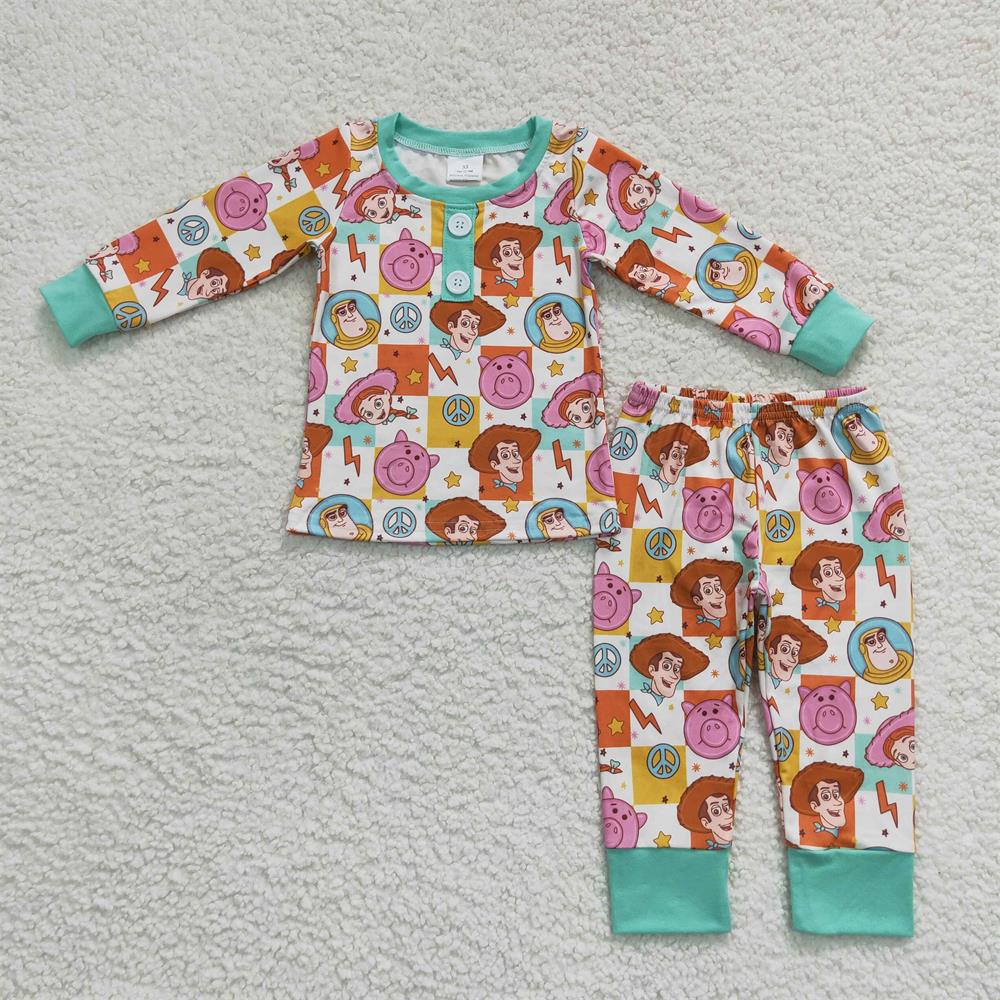 GLP0669 Baby Girl Long Sleeves Pants Outfit Toy Cartoon Pajamas