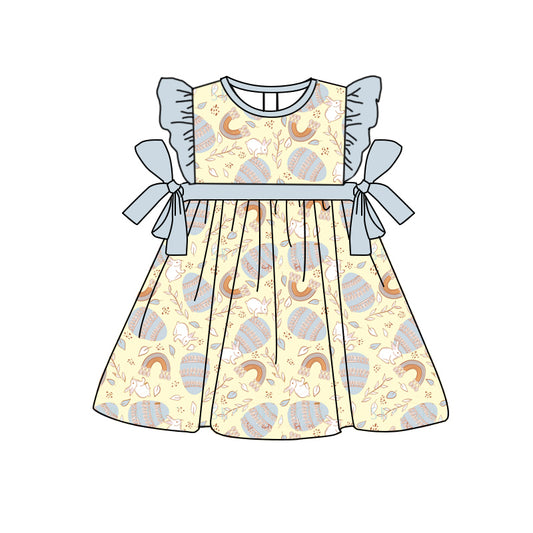 Baby Girl Toddler Short Sleeves Rabbit Egg Easter Knee Length Dress Moq 5
